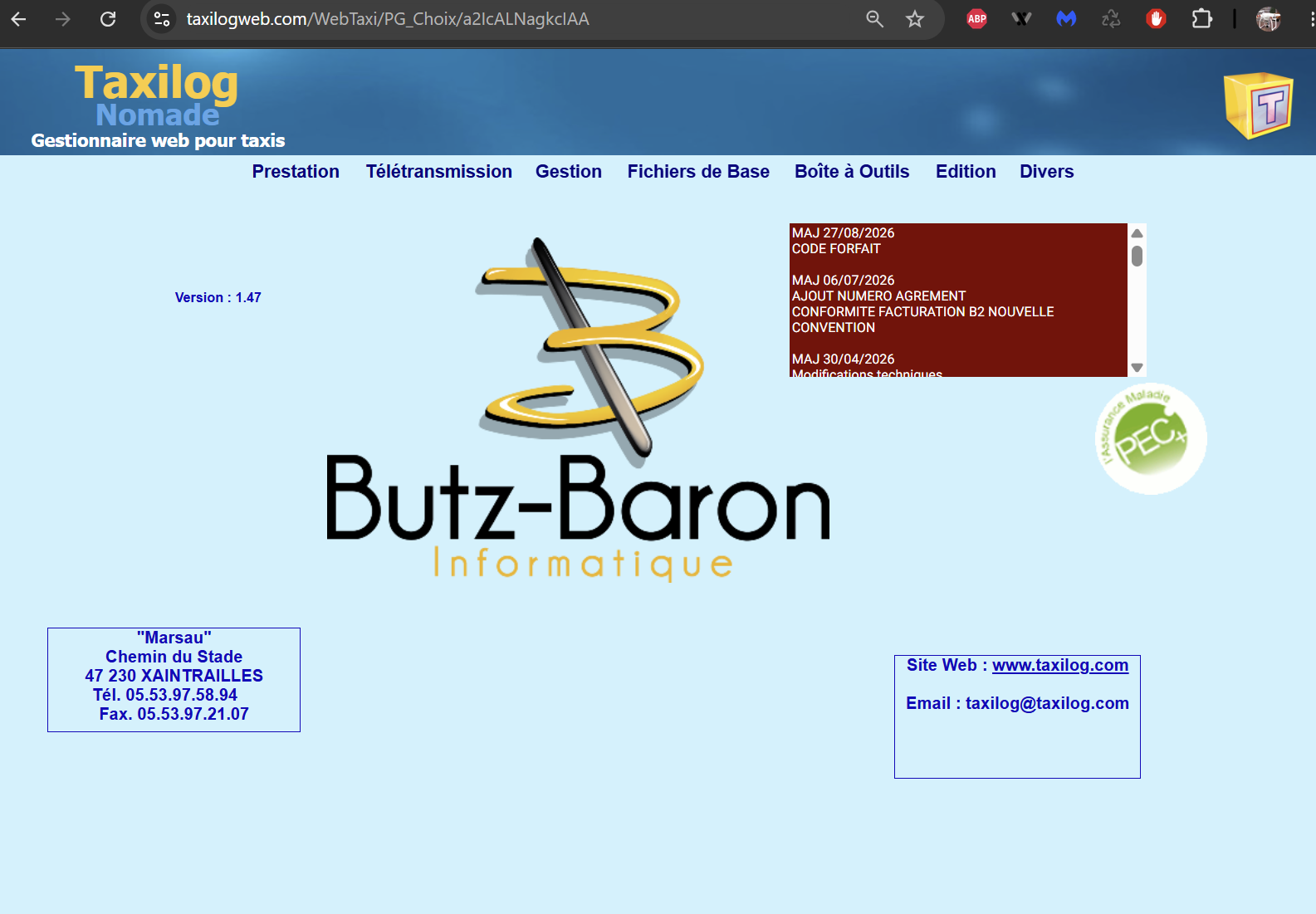 Taxilog Nomade, gestionnaire web pour taxis